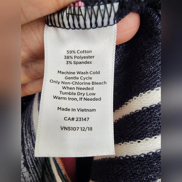 T By Talbots Multicolor striped shift dress comfy Elastic waist women's XS - Picture 10 of 10